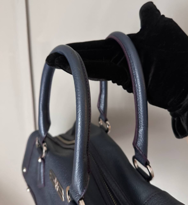 Rare Balenciaga BB Calfskin Leather Dark Navy Tote Boston bag Y2K