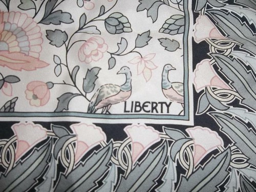 Liberty London silk scarf peacocks, elephants, flowers print - Picture 5 of 5