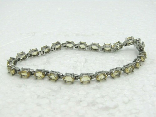 Vintage Citrin CZ Tennisarmband, 7,75", 4,5 mm, ovale Steine - Bild 1 von 5