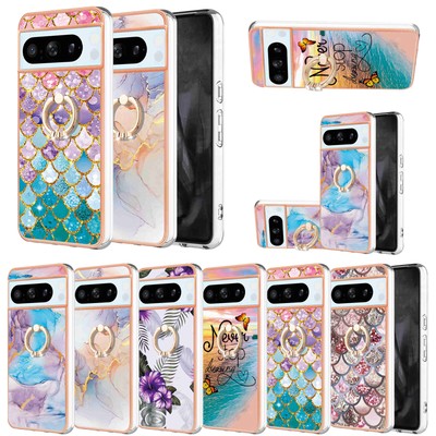 For Google 8A 8 Pro Shockproof Ring Holder Stand TPU Pattern Rugged Slim Case