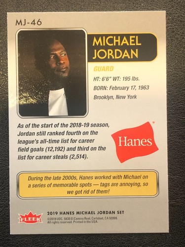 Michael Jordan 2019 Fleer Hanes Trading Cards "YOU PICK AND SAVE!" - Picture 117 of 133