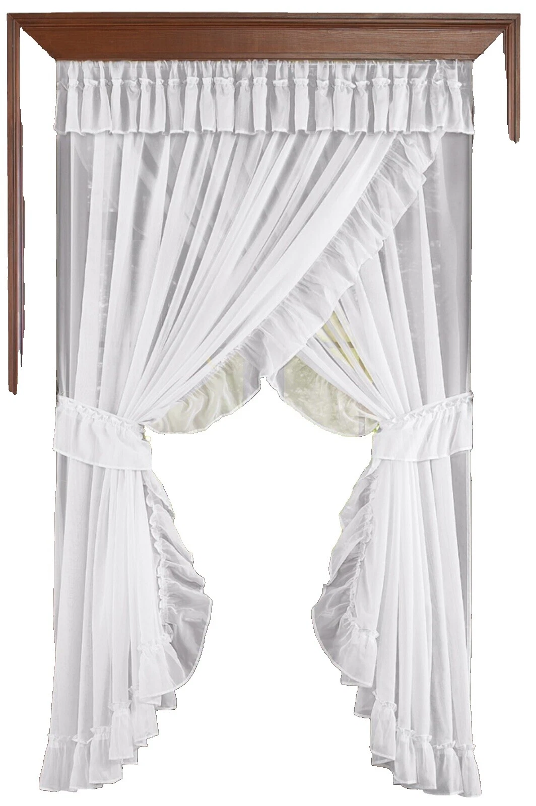 Ventana con Volantes blancos de poliéster Cortinas