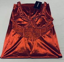 Red Satin Buster Lace Insert Midi Dress-14