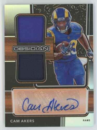 CAM AKERS RC - 2020 PANINI OBSIDIAN ORANGE DUAL ROOKIE PATCH AUTO # 18/99 : .'