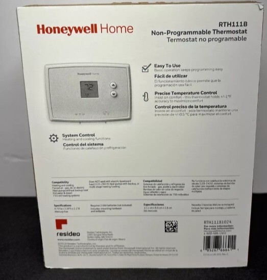 Honeywell Home RTH111B White Non Programmable Heating & Cooling ...
