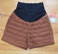 NWT aglow maternity shorts embroidery front rust/brown 12 MSRP 44