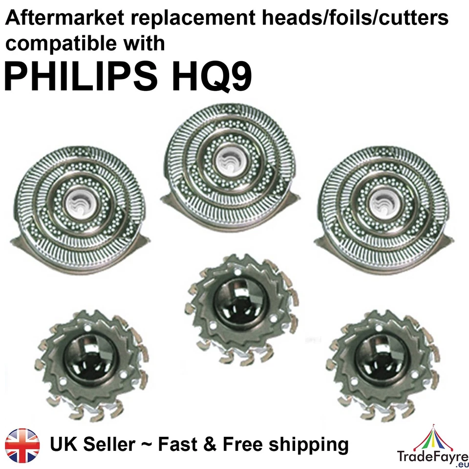 HQ9 AFTERMARKET SHAVER HEADS COMPATIBLE WITH PHILIPS HQ9 FOILS/CUTTERS