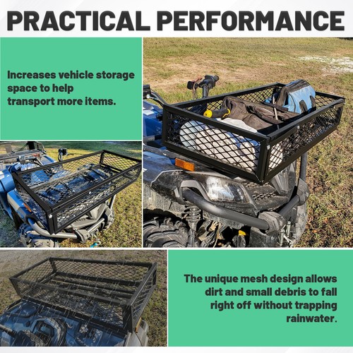 Universal For ATV Front&Rear Drop Cargo Basket Rack Storage Carrier Hauler 2 PCS - Picture 7 of 21