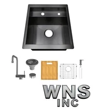 Glacier Bay Workstation Bar Sink 17" Stainless Steel Single Bowl Gunmetal Black