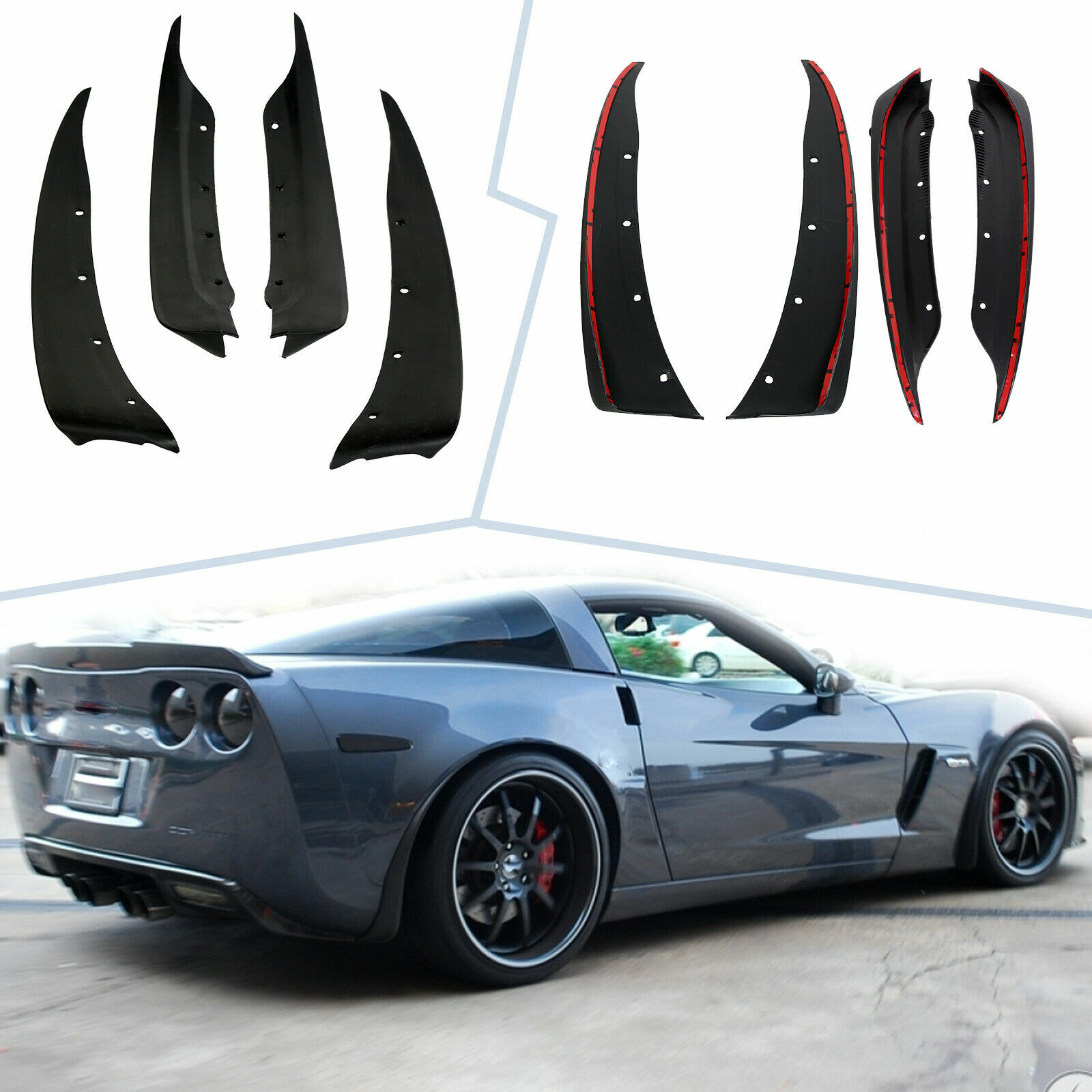 For 20052013 C6 Corvette Molded Mud Flap Splash Guards Front Rear