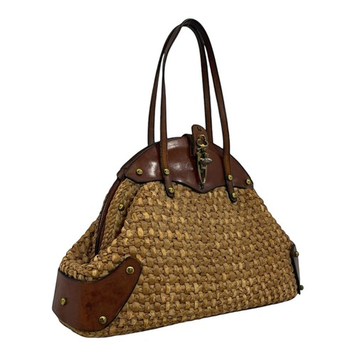 Vintage 60s 70s ETIENNE AIGNER Woven Straw Leather Handbag Basket Bag Box RARE - Picture 9 of 22