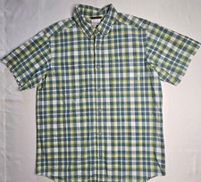 Mens Columbia Short Sleeve Plaid Button Front Shirt Size Medium - NICE