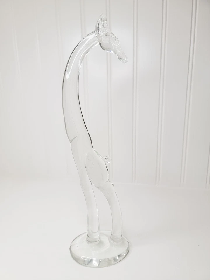 Estatuilla De Colección Heisey Cristal Transparente Cuello de Jirafa Girada 10-1/2" Alto EE. UU. Foto 2 de 4