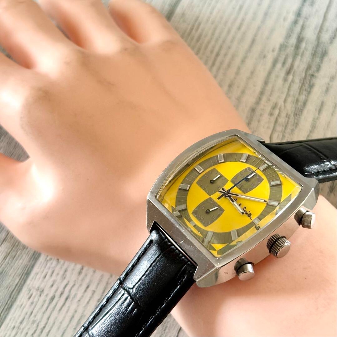 Paul Smith Chronograph Watch Yellow Used From Japan Check