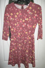 Bebop Juniors Dress Sz S Mauve Floral Print Cinch Front Dress Small  EUC