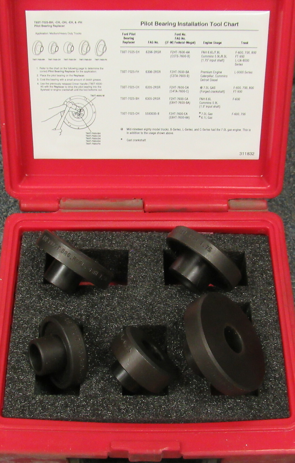 OTC Ford Rotunda T93T7025 Pilot Bearing Installation Tool Set F600 F