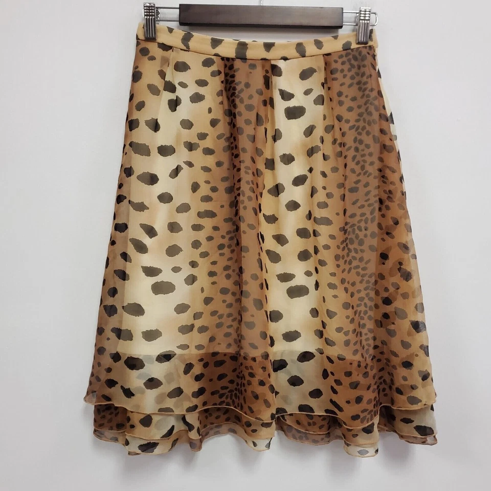 Falda sin cordones de seda con estampado de leopardo Bloomingdales para mujer talla 2 pequeña esposa de la mafia Foto 2 de 4
