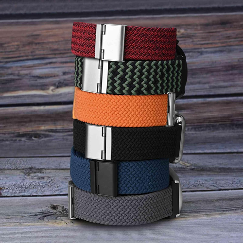 20Mm Braided Nylon Watch Band for Men and Women, Quick Release, Black Stainless - Picture 7 of 11