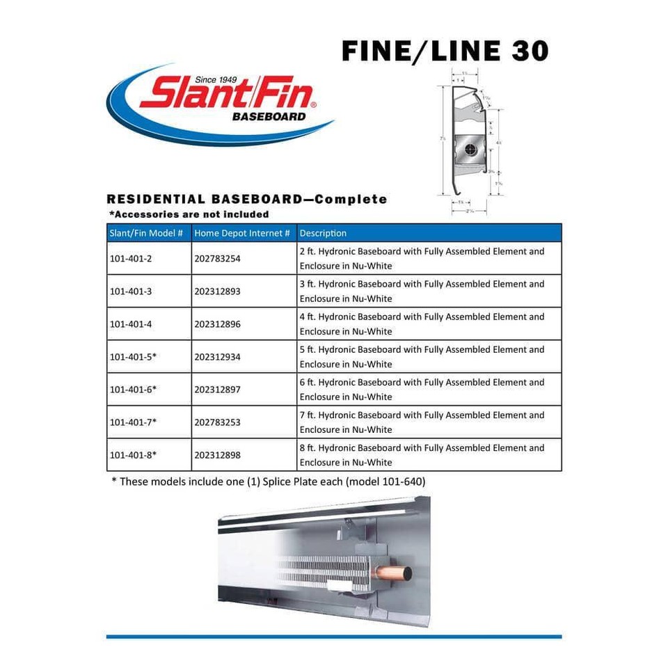 Slant/Fin Baseboard Heaters 30.5 Ft. Hot Water Baseboard Fully ...