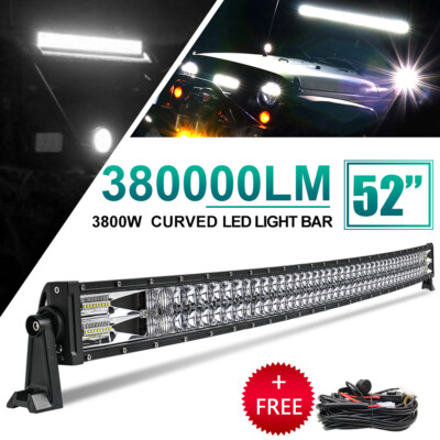 52 Zoll Curved LED Lichtbalken Arbeitsscheinwerfer Light Bar Offroad + Kabelbaum