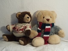 Two friends -Teddy bear and Grizzly bear ready for winter