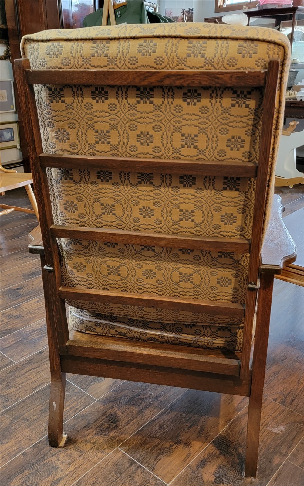 Antique Vtg Oak Upholstered (Original Horsehair Stuffing) Morris Chair