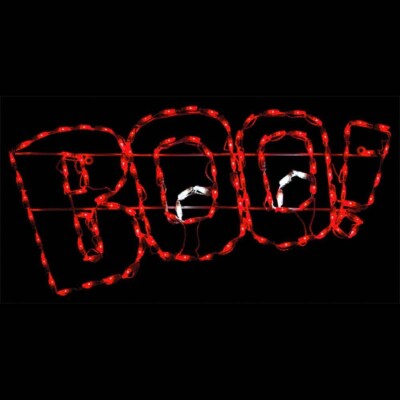 Halloween Outdoor Decorations LED Lighted BOO Red Art Sign 38''