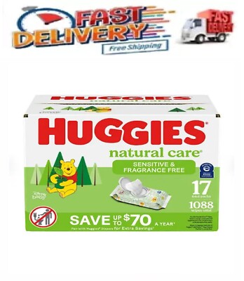 Huggies Natural Care Sensitive Baby Wipe Refill Fragrance Free [1,088 ct]