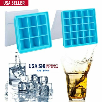 Blue Silicone Grids Small Ice Cube Tray Ice Mold Kitchen Tool For Whiskey Cola