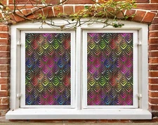 3D Color Leaf Texture A281 Window Film Print Sticker Cling Stained Glass UV Amy