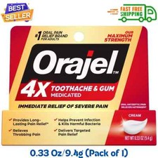 Orajel 4X for Toothache Gum Pain: Severe Cream Tube 0.33oz- From Oral Pain ...