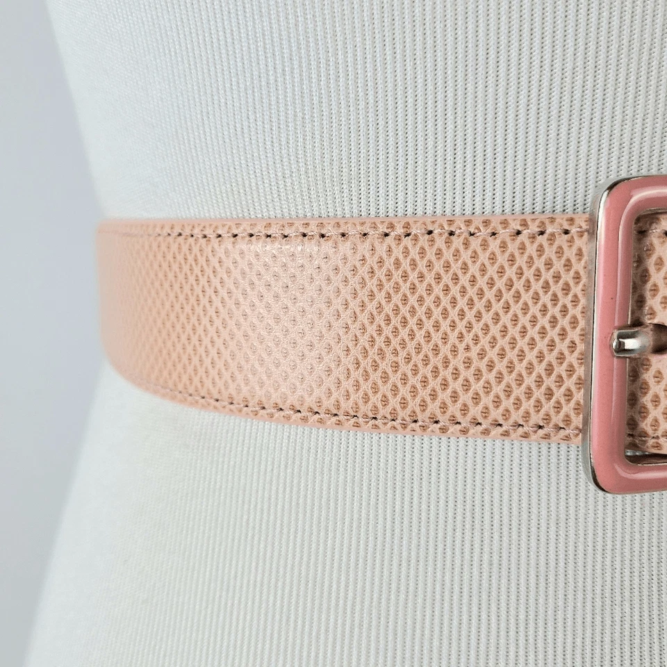 Lai Womens Belt Medium USA Peach Pink Textured Coquette Genuine Leather-Read - Image 3 of 4