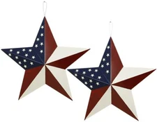 2pcs Patriotic Metal Barn Star Outdoor Indoor Hanging Wall Decor Star Ornaments 