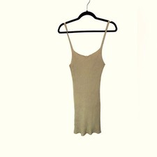 Pretty Little Thing Strappy Sweater Knit Bodycon Dress Beige Size 12