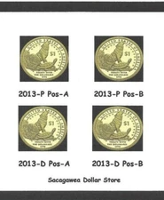 2013 P&D Native American Sacagawea Dollar Pos-A&B in BU Condition - 4 Coin Set