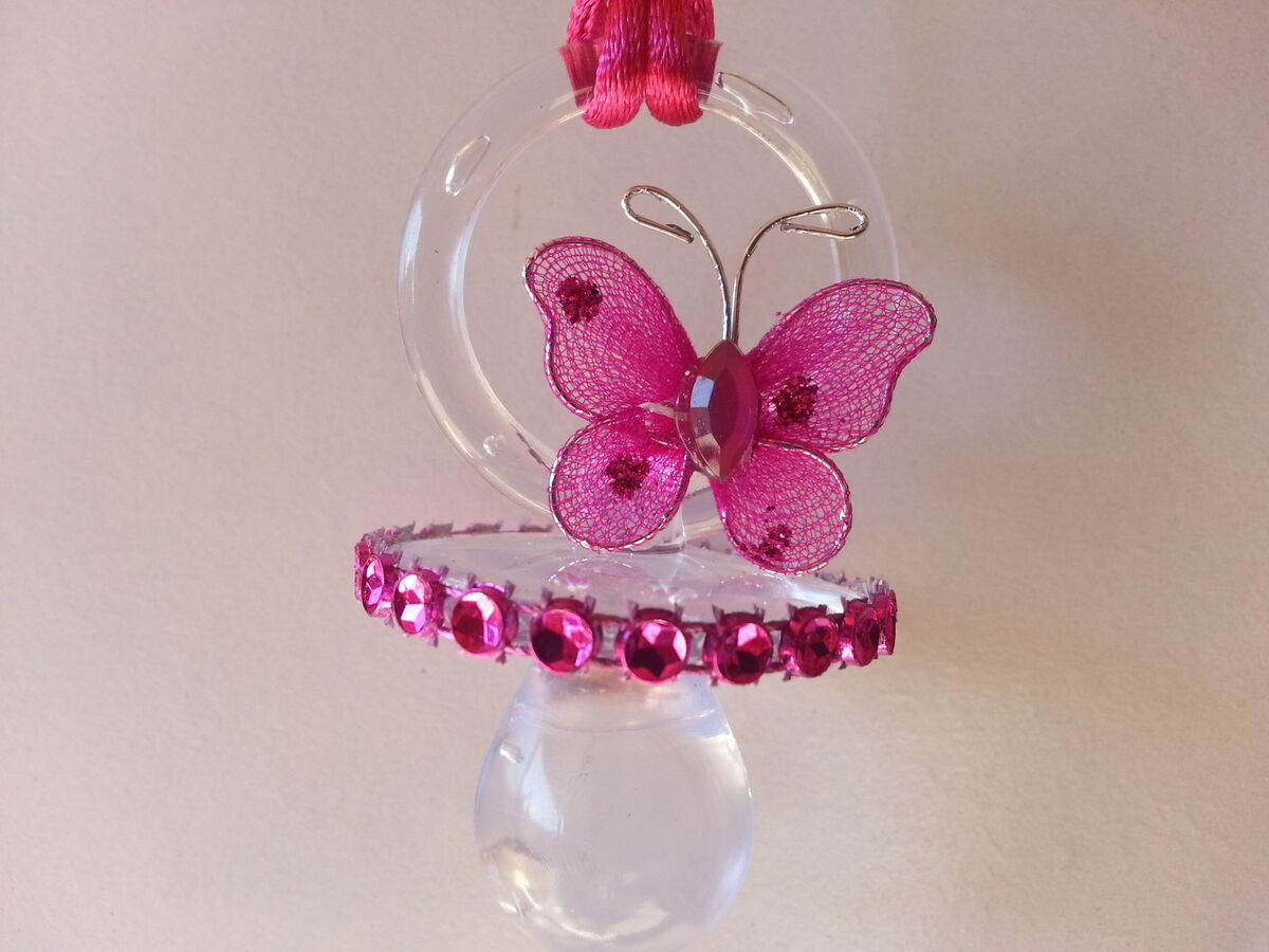 12 Butterfly Pacifier Necklaces Baby Shower Games Favors Prizes