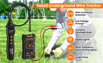 Produktbild von Seesii Kabelortungsgerät Für Unterirdische Leitungen – Netzwerk- Und Telefonkabel, Mit 2 Modi & LED-Lampe