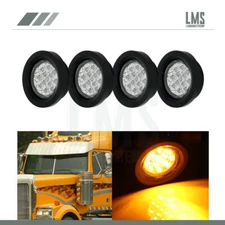 4pcs Set Amber 2.5" 13 LED Clear Lens Side Marker Lights w/ Grommet For Trailer