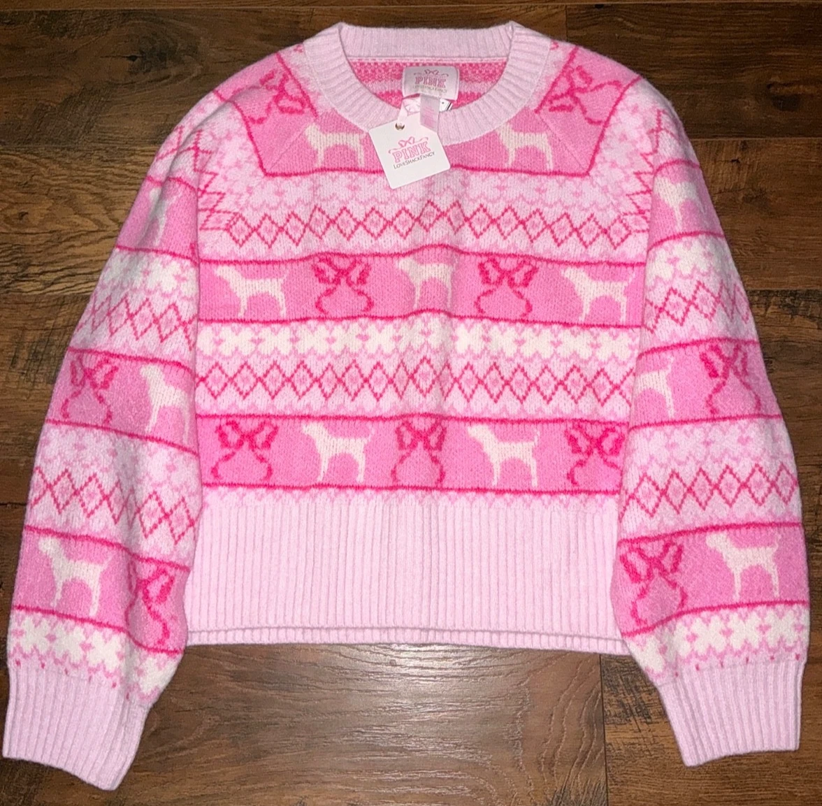 Victoria's Secret Pink x LoveShackFancy Boxy Sweater Pink Lollipop