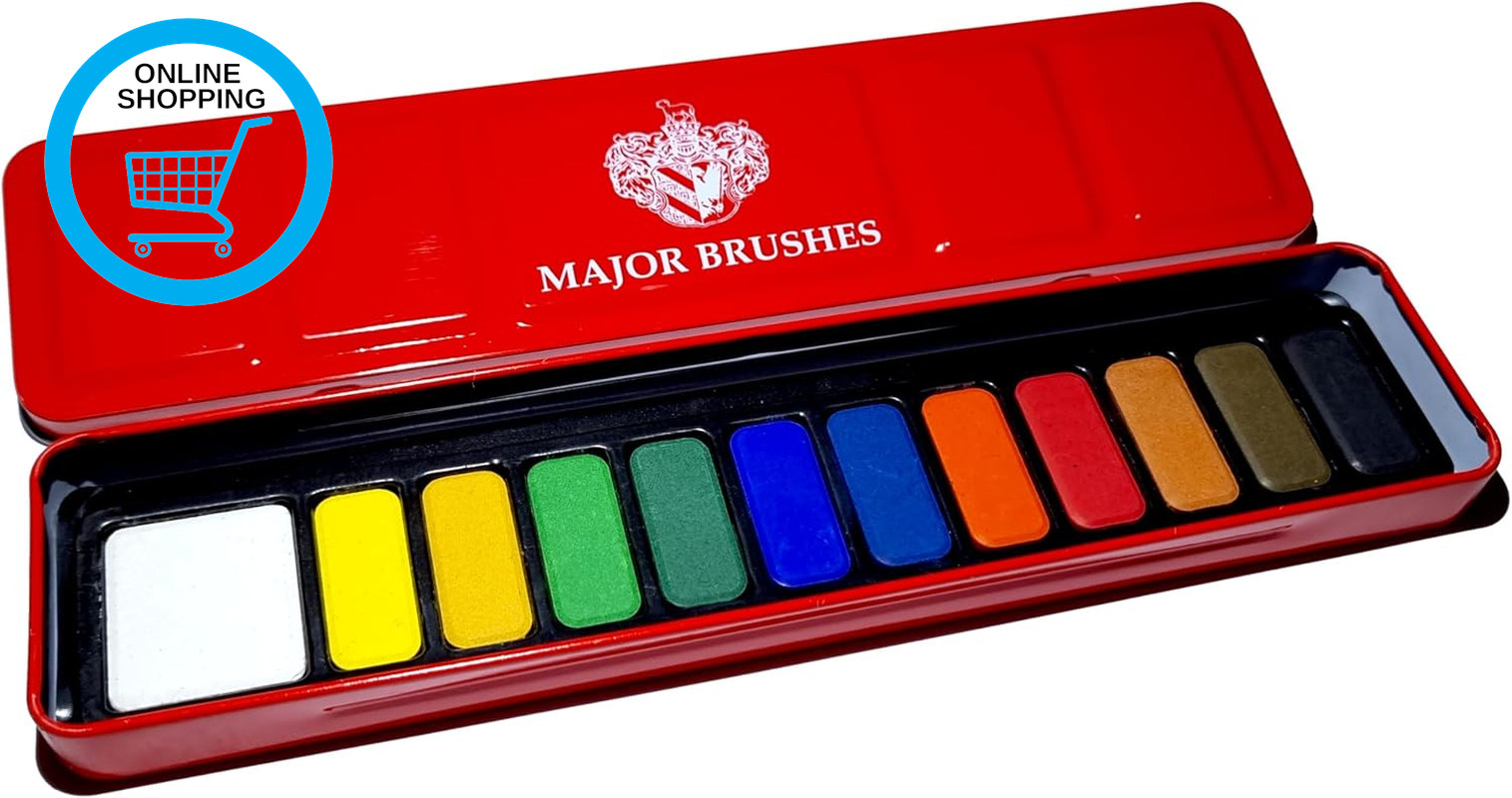 Artist Watercolour Red Paint Tin 12 Blocks