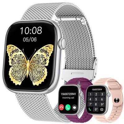 Smartwatch Damen Fitness Tracker: Lady Smartwatch 1,83 Zoll x 9 mm, silber 