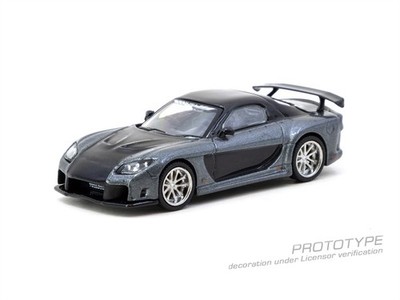 Tarmac Works 1:64 RX-7 VeilSide Fortune7 Grey metallic Black Diecast Model Car