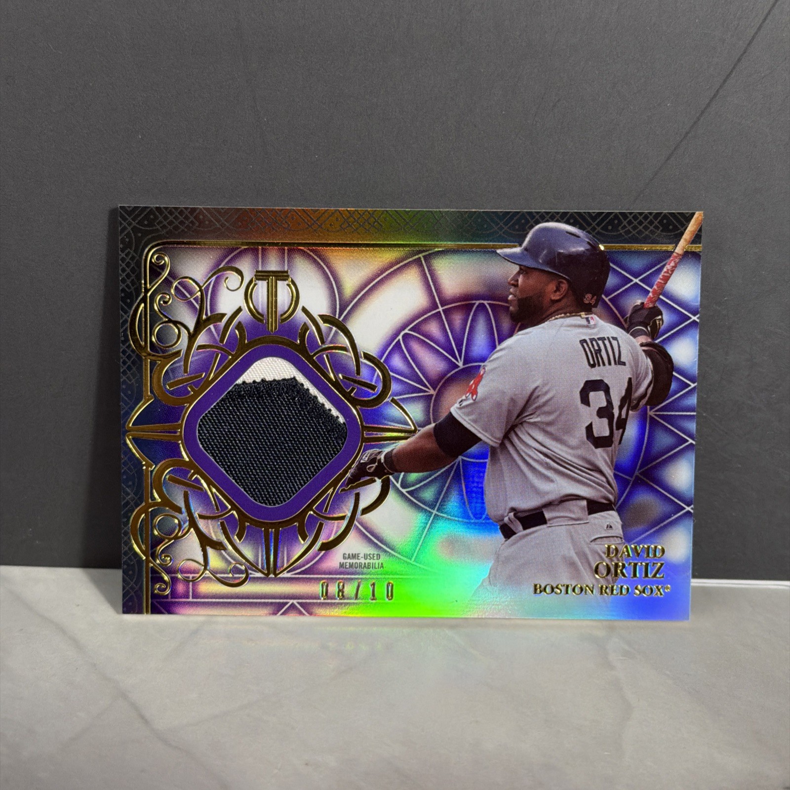 2015 TOPPS TRIBUTE RELIC PURPLE DAVID ORTIZ GAME USED PATCH SN 8/10 SSP 