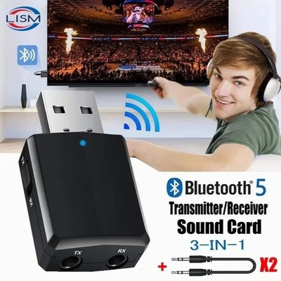 2-in-1 Bluetooth Adapter Transmitter und Empfänger TV PC Audio Sender 3.5mm NEU