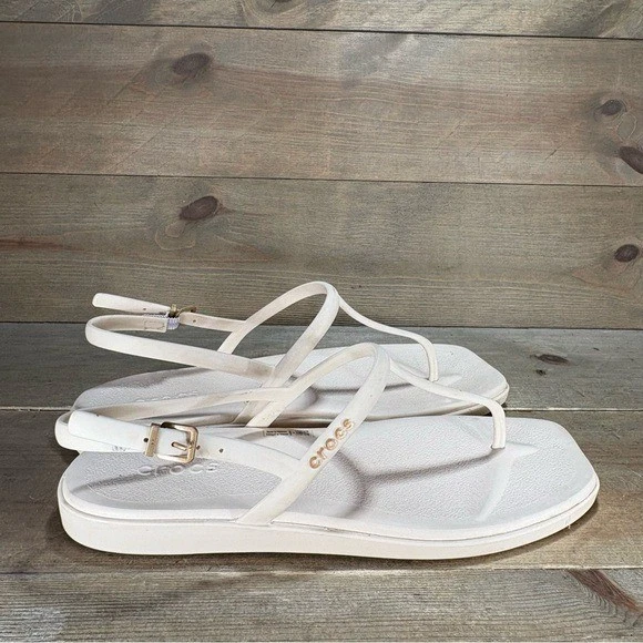 crocs miami mujer talla 9 zapatos beige tiras tanga chanclas sandalias Foto 2 de 4