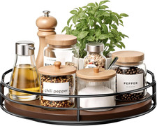10" Lazy Susan Turntable for Table Top, Wooden Lazy Susan Organizer for Cabinet,