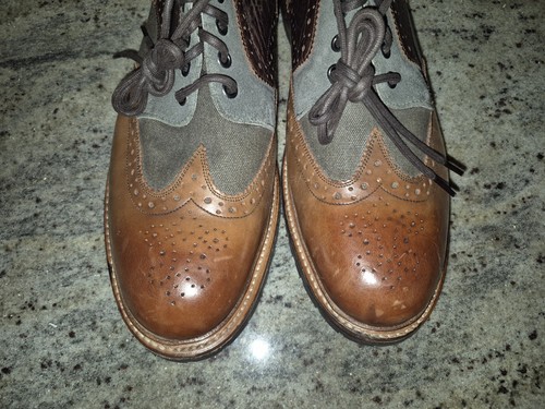 Stacy Adams Stivali Uomo 12D Goodyear Welt Punta Alare Brogue Pelle Tessuto... - Foto 4 di 16