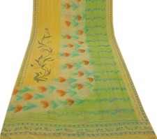 Sushila Vintage Multi-Color Sari Pure Georgette Silk Printed Floral Craft Fabric