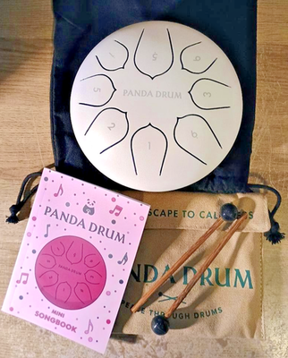 NEW Panda Drum Mini White Steel Tongue Handpan w/Music Book 6