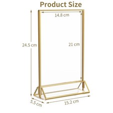 A5 Gold 6 Pack Acrylic Clear Table Double Sided Display Stand for Wedding